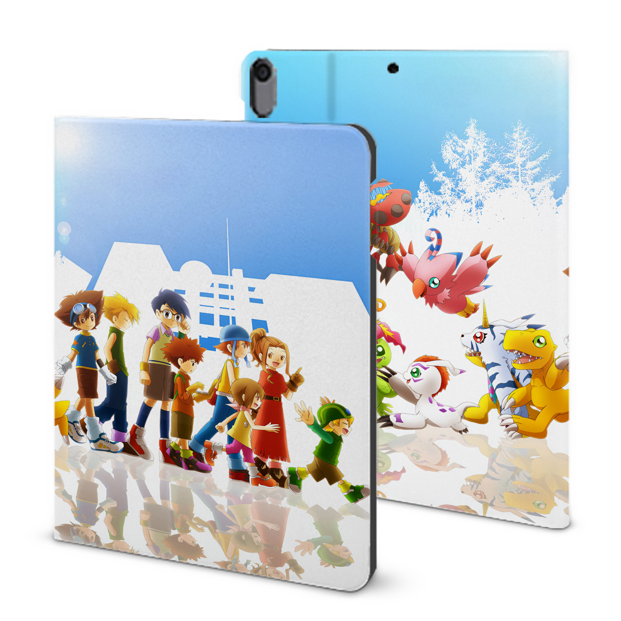 （画像用） Digimon デジタルモンスター/デジモン IPad ケース ブック型 PUレザー TPU 耐衝撃 軽量 薄型 ペン収納なし 全面保護 IPad 各モデル対応